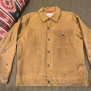 Filson Tin Cloth Short Cruiser Jacket Size Large Dark Tan